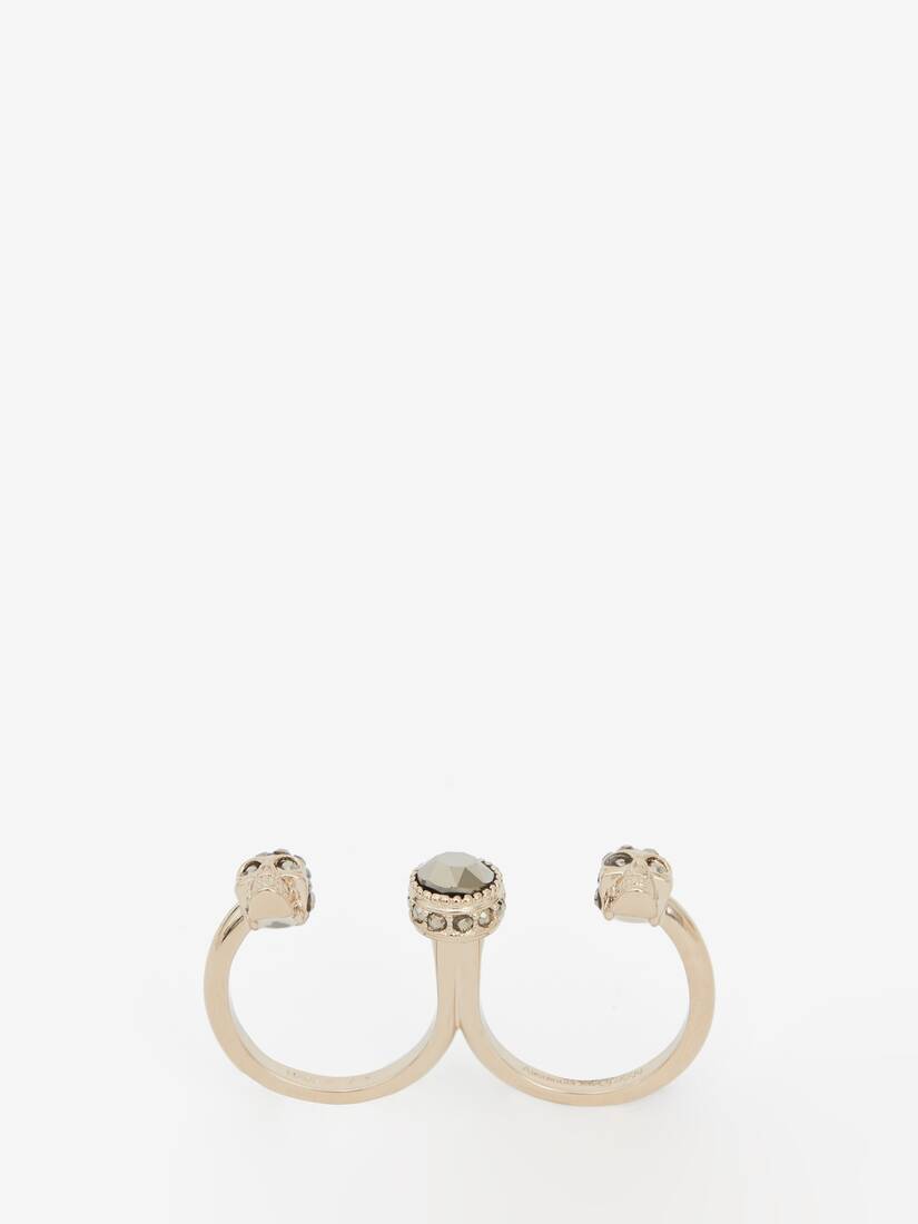 Anillos Alexander McQueen Double Skull Mujer - Dorados - Mexico 125-VZKRXY